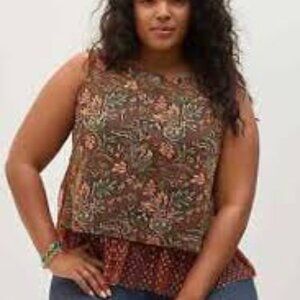 Eva Franco Floral Brown Sleeveless Top